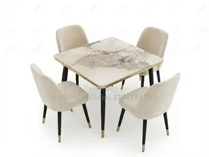 Compact Marble-Top Dining Table Chair Set