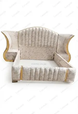 Tufted Marble-Pattern Upholstered Bed Frame