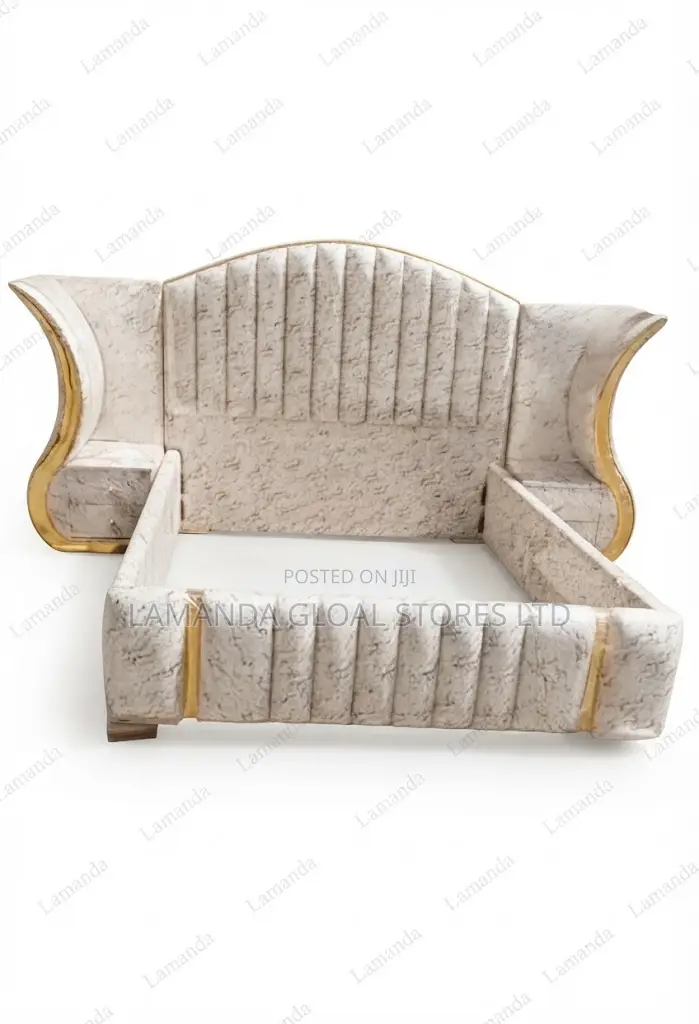 Tufted Marble-Pattern Upholstered Bed Frame