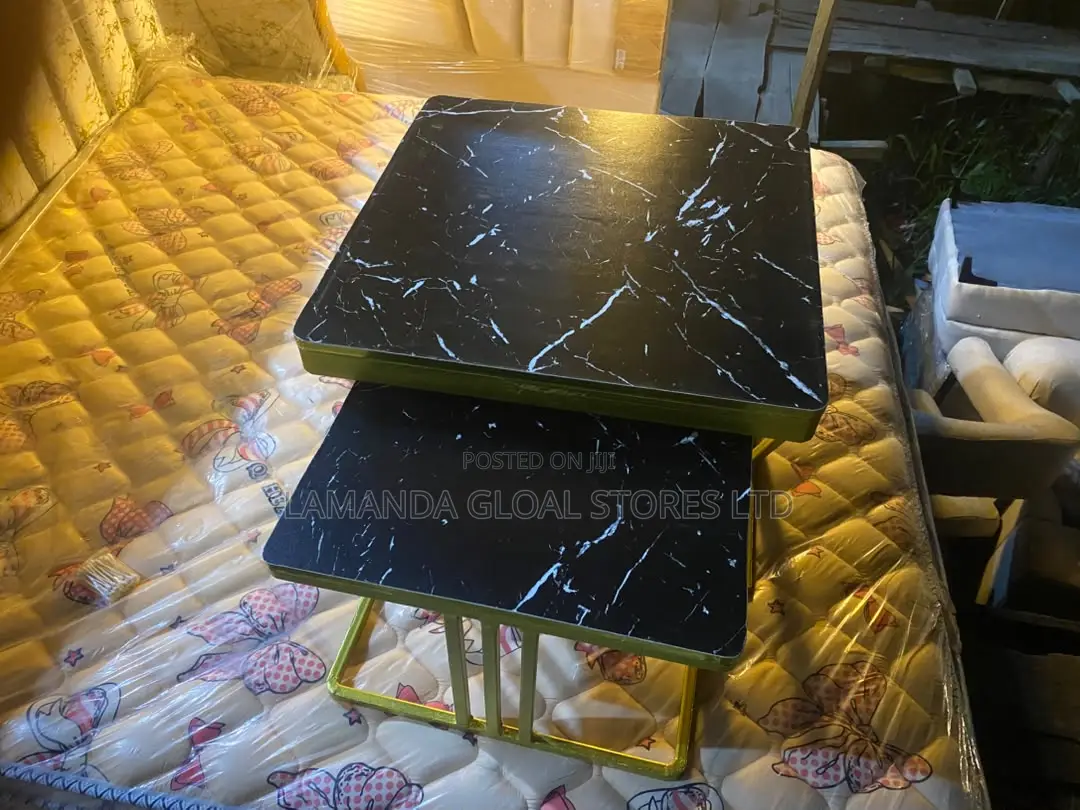 Black Marble-Pattern Nested Accent Tables Set