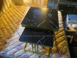 Black Marble-Pattern Nested Accent Tables Set