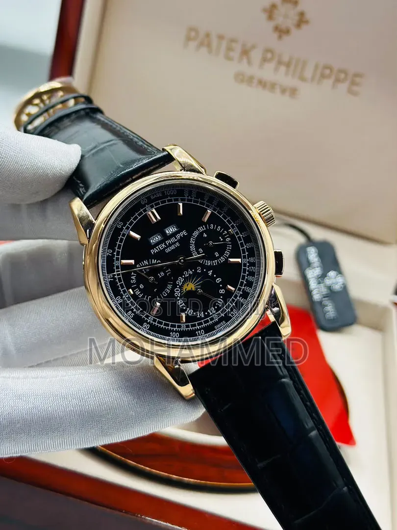 Leather Strapped Chronograph Patek Philippe Wrist Watch