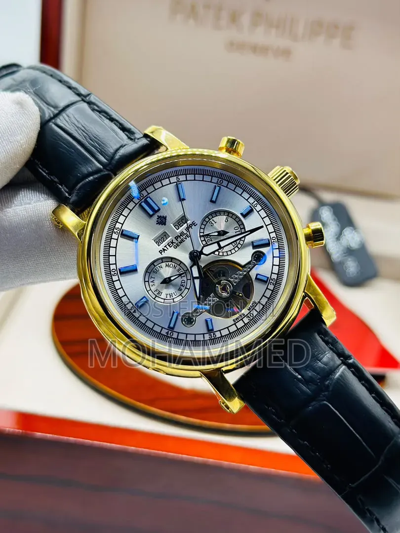 Leather Strapped Chronograph Patek Philippe Wrist Watch
