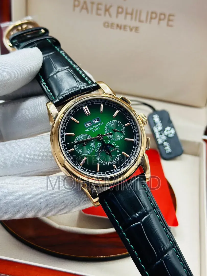 Leather Strapped Chronograph Patek Philippe Wrist Watch