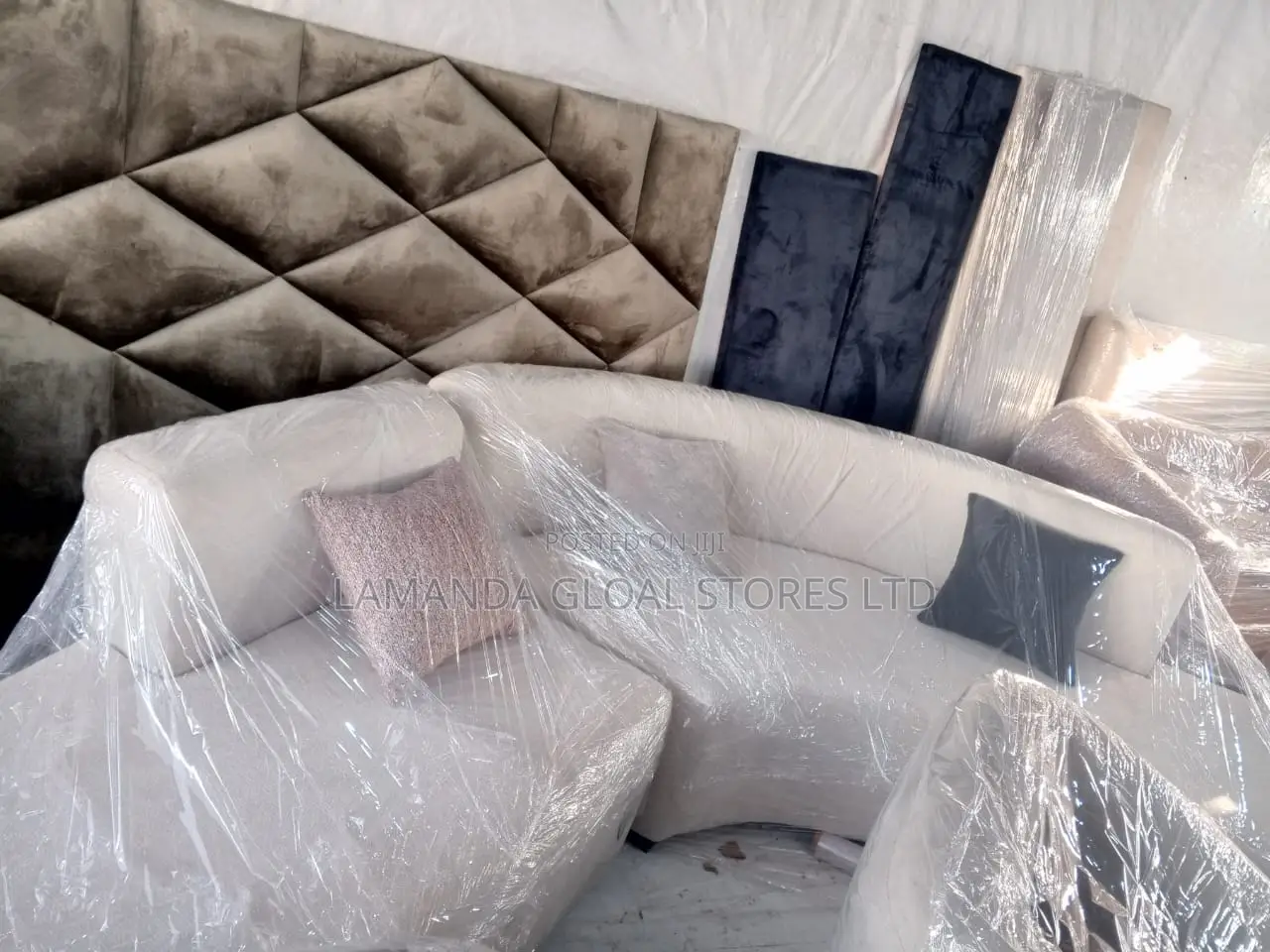 Curved Cream Sectional Sofa