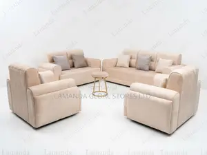 Plush Cream Velvet Living Room Suite