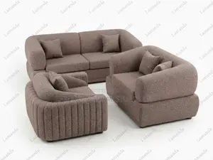 Textured Mauve-Brown Velvet Living Room Suite