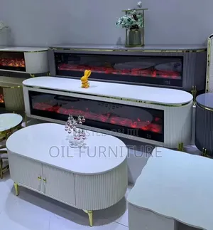 ​Luxury Electric Fireplace TV Console Coffee Table Set