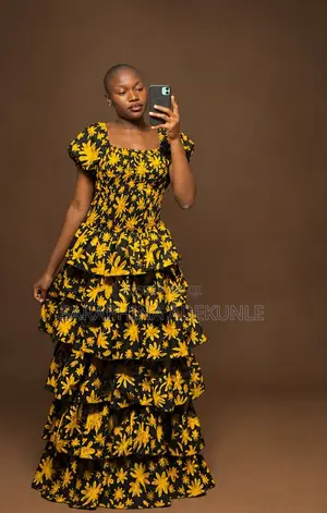 A Smokey Stepped Flat Gown