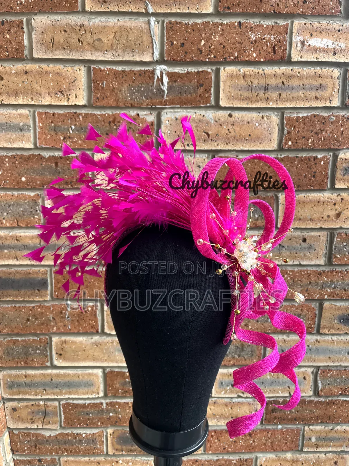 Pink Color Feather Facinator