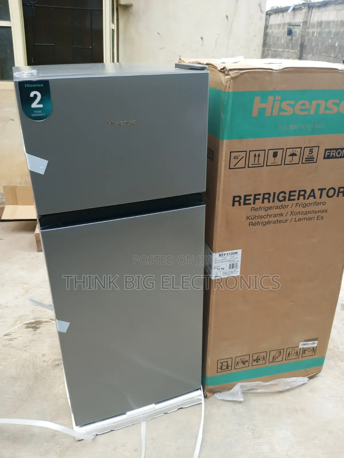 Hisense 124L Silver Double Door Fridge - REF 172DR With Lock Key