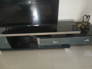 Modern Black Tempered Glass TV Console / Entertainment Unit