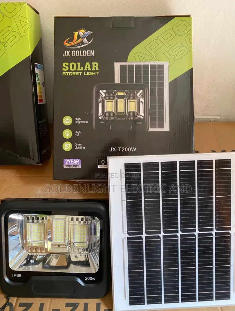 JX Golden 200W Solar Floodlight (Model JX-T200W)