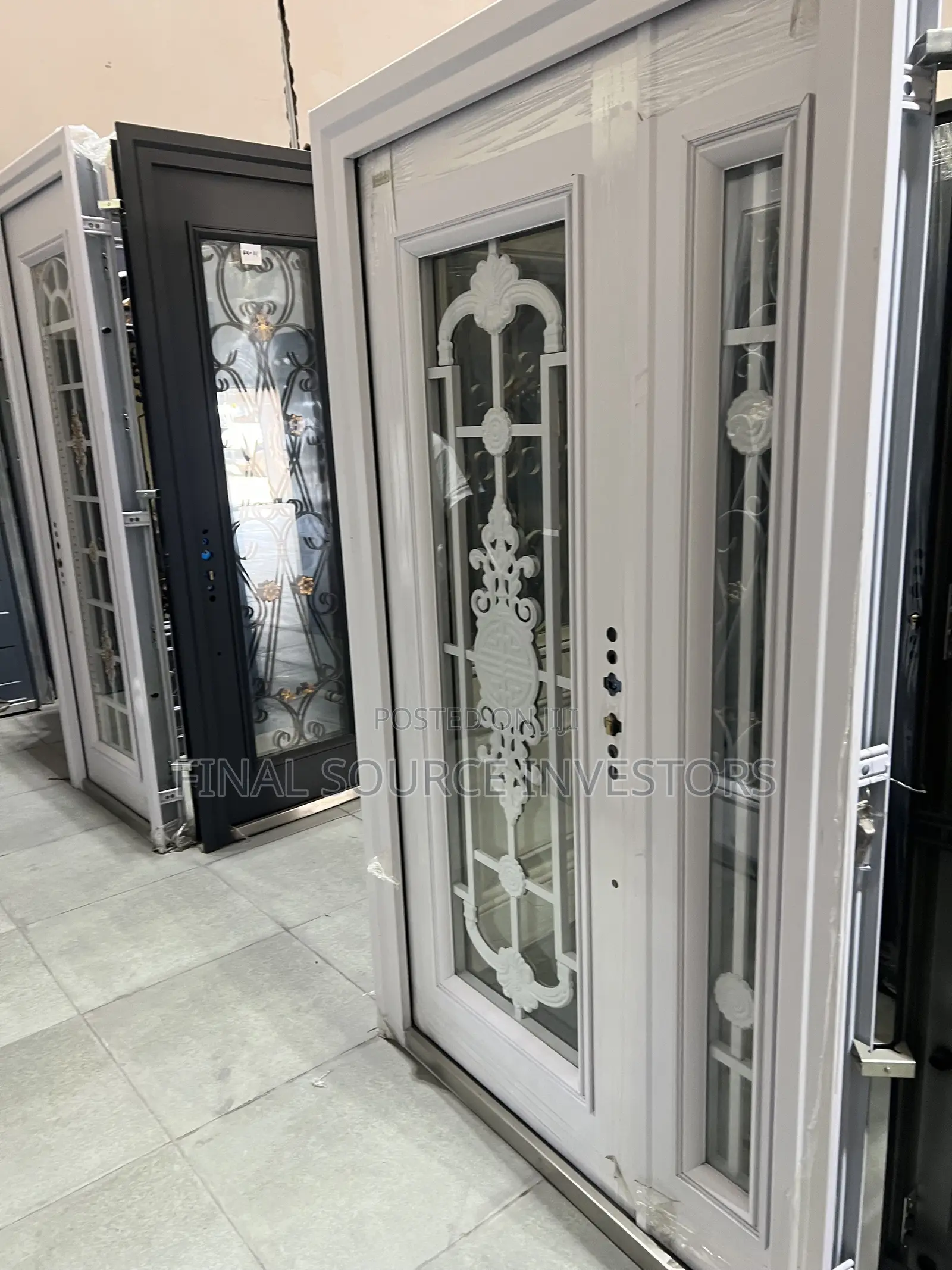 Flower Design White Glass Door