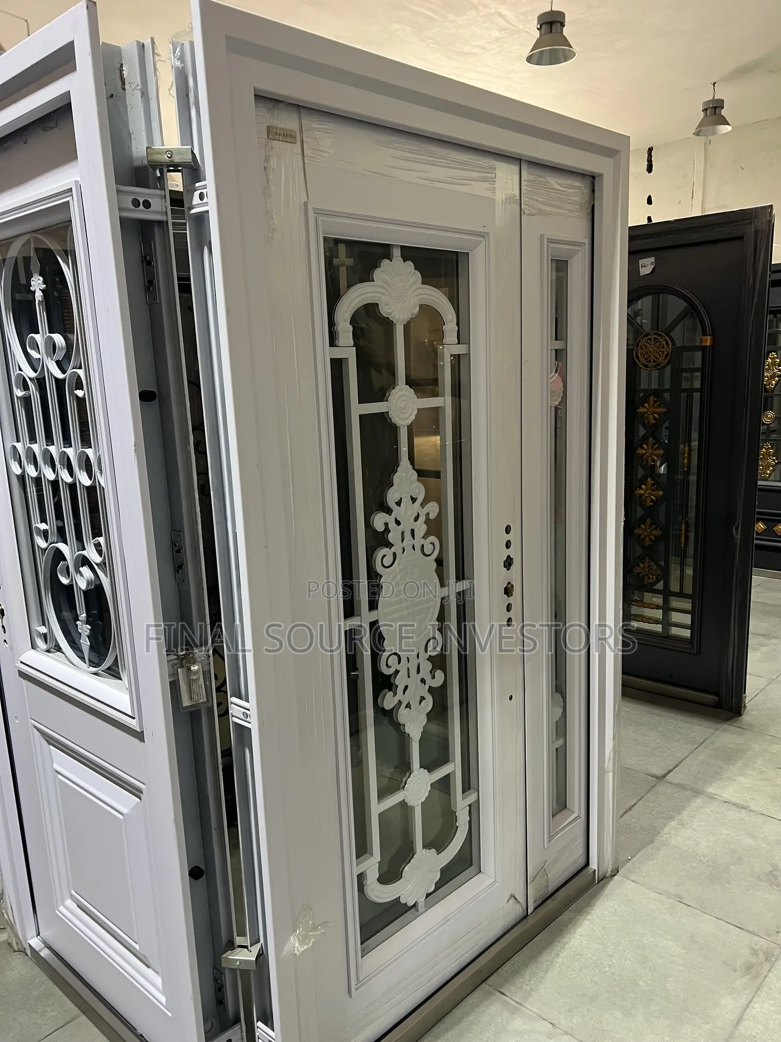 Flower Design White Glass Door