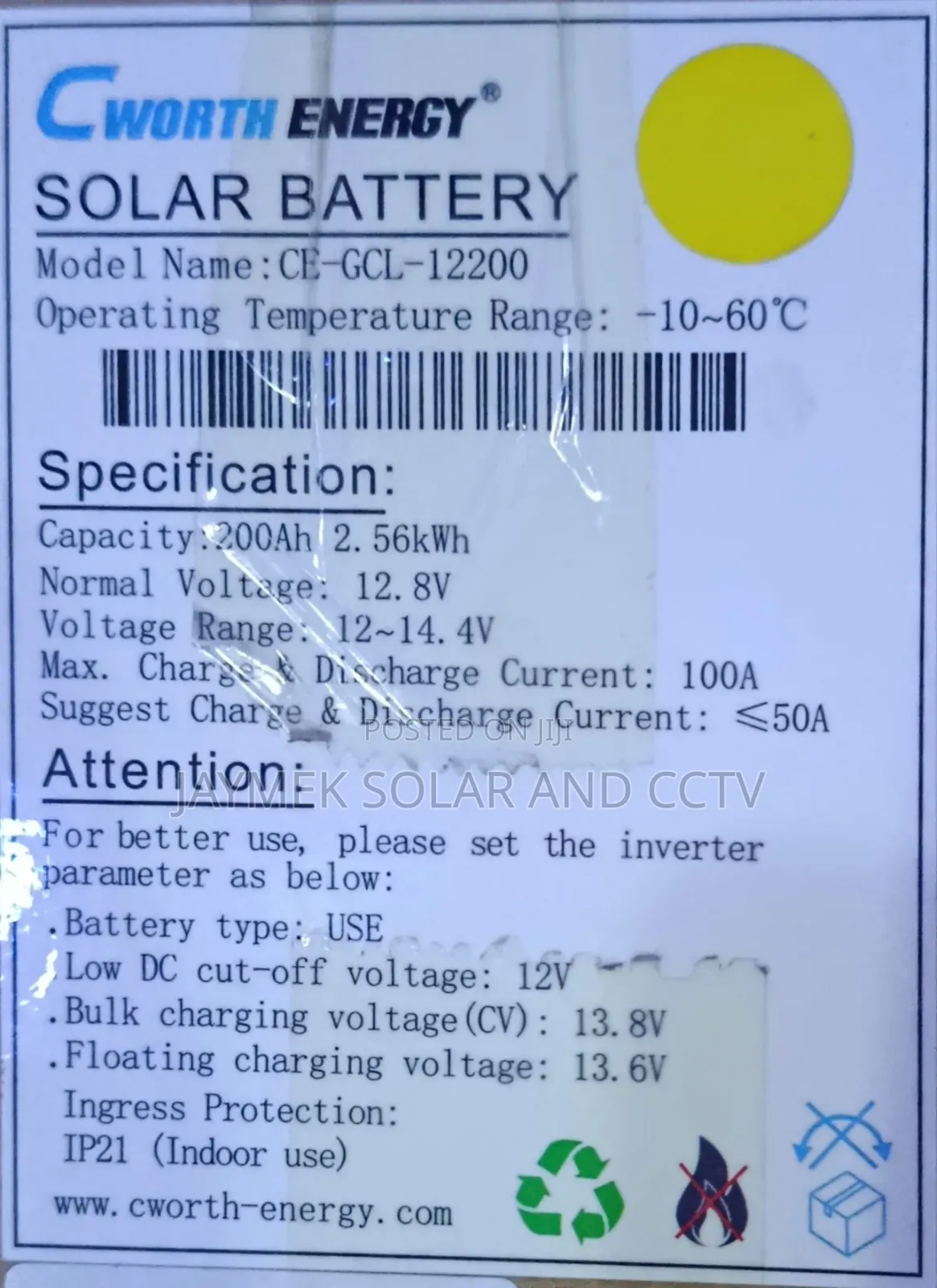 Cworth 2.5kwh Lithium Battery