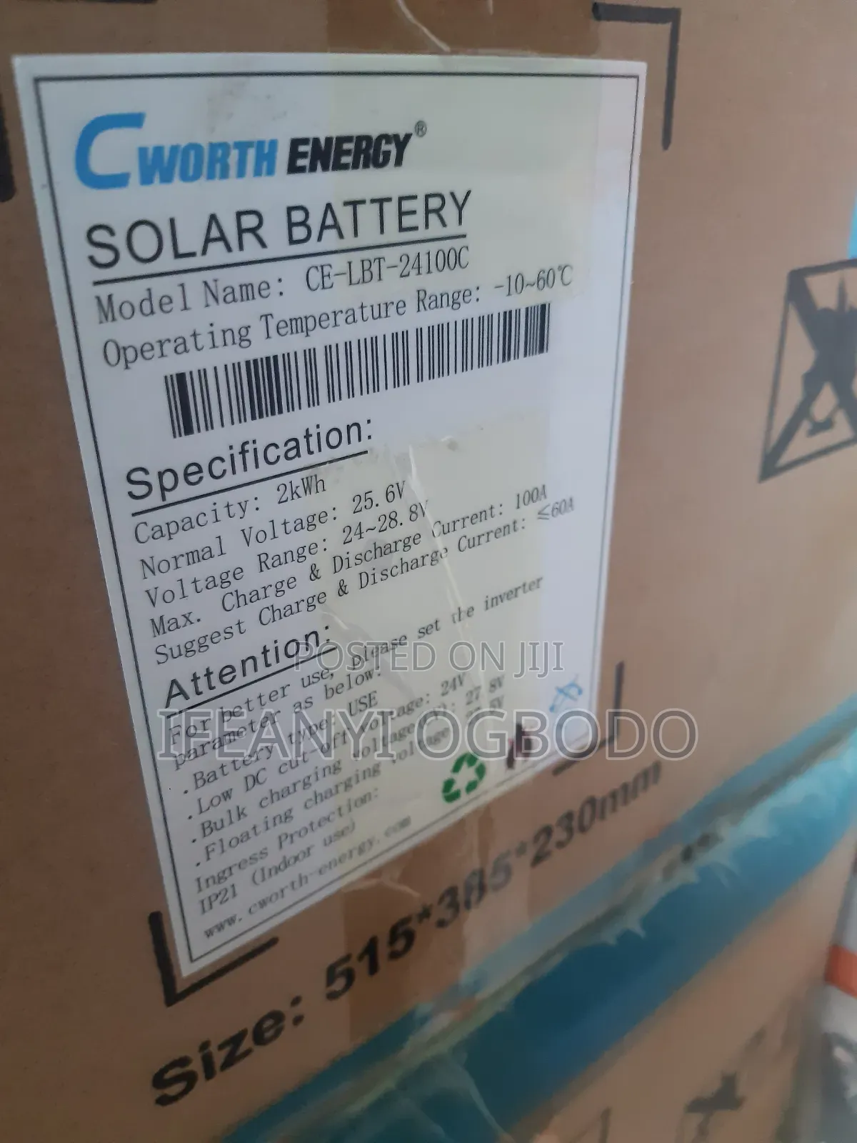 Cworth Energy Solar Lithium 2kwh 24v