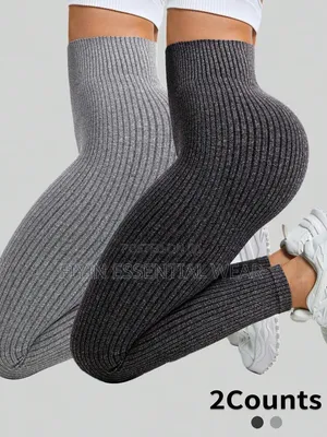 High-Waist Ribbed Knit Leggings