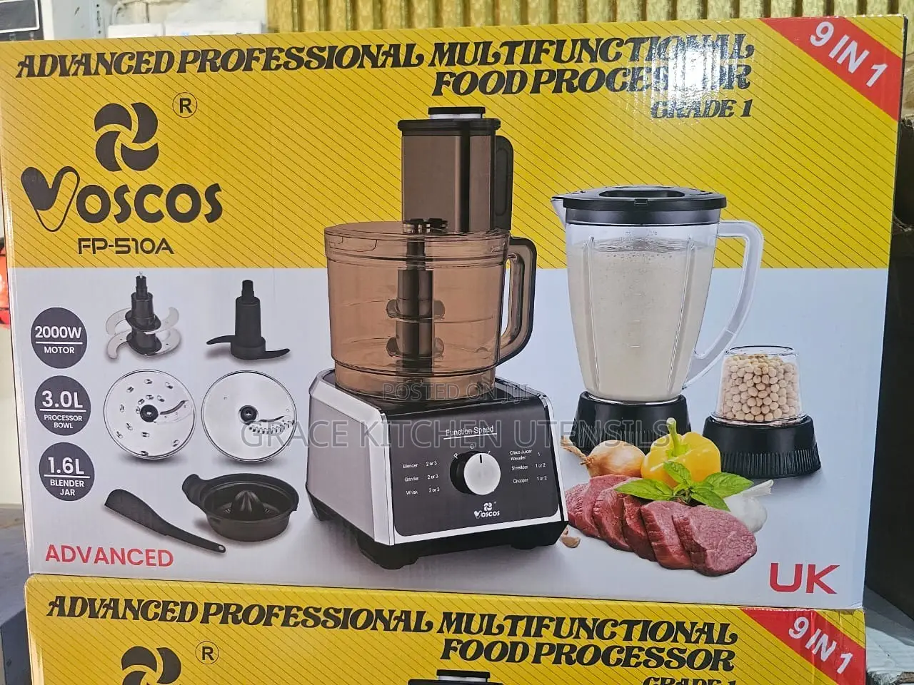 Vosco 9-in-1 Food Processor,