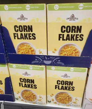 A Carton of Foreign CROWNFIELD Corn Flakes by 8