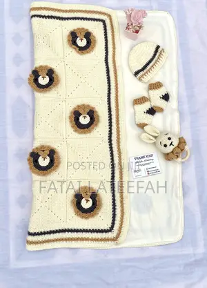 Handmade Crochet Baby Boy Blanket Set