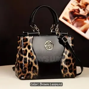 Elegant Black Leopard Print Handbag