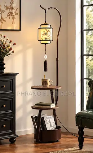 Cream Wind Floor Lamp. Wireless Charging + USB