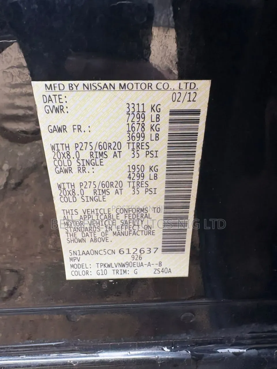 Nissan Armada SL 2012 Black