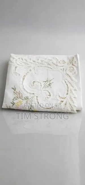 Premium Embroidered White Lace Table Cloth / Table Cover Floral Design