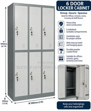 Brand New Heavy-Duty 6-Door Steel Locker Cabinet