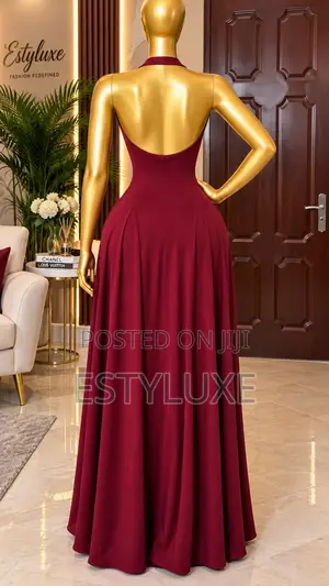 Classy Luxury Wine Color Gown