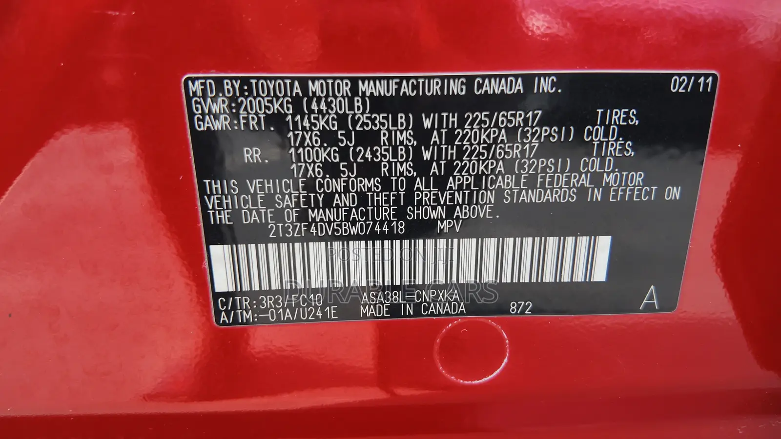 Toyota RAV4 2.5 4x4 2011 Red