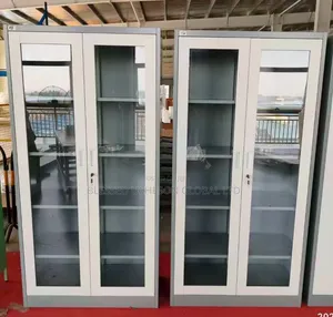 Heavy-Duty 2-Door Steel Office Storage Cabinet With Glass Door