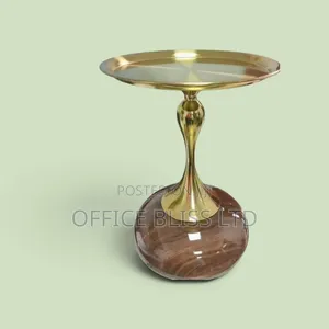 New Modern Pan Top Side Stool With Brown Base