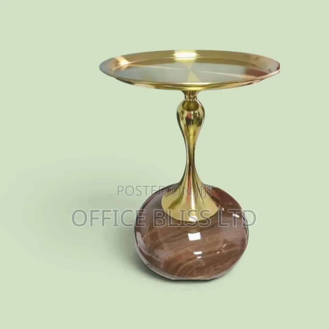 New Modern Pan Top Side Stool With Brown Base