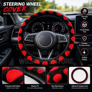 Premium Steering Wheel Cover Red on Black