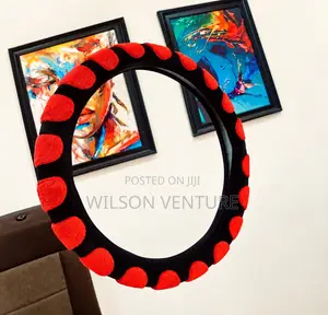 Premium Steering Wheel Cover Red on Black