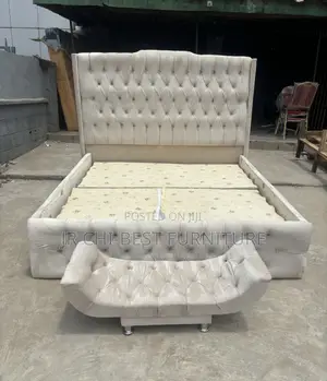 Tufted 6 by 6 Upholstery Bedframe and a Footrest
