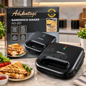 ADVANTAGE Sandwich Maker With Non-Stick Deep Fill Plates Latch