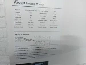 V2com 15.6'' Portable Monitor Touchscreen TC2