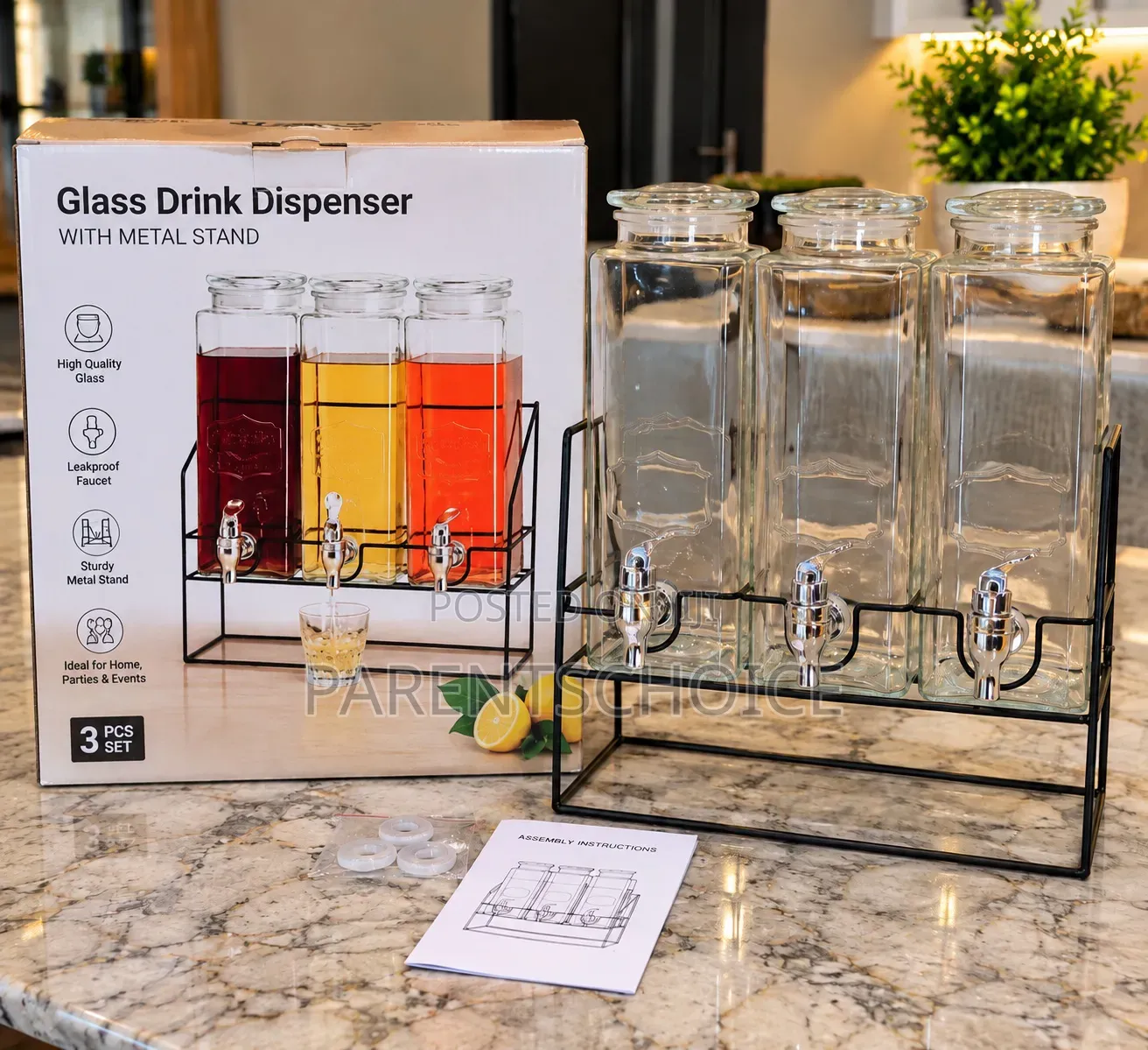 2.2L × 3PCS Glass Beverage Dispenser Set