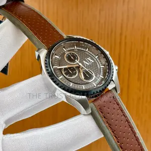 Armani Exchange Leather Strap Watch