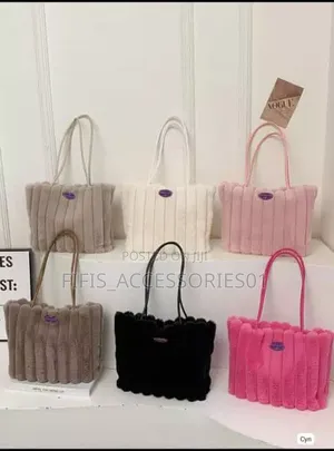 Plush Faux Fur Ribbed Tote Bags
