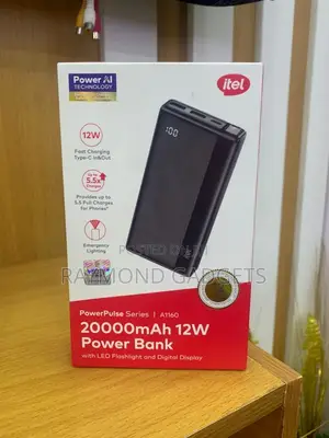 Itel PowerPulse A1160 20000mAh Power Bank – 12W Fast Charging, Type-C