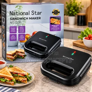 National Star NS-201 Sandwich Maker With Non-Stick Plates Fast Heat-Up