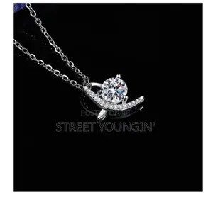 Women's Crescent Solitaire Zircon Necklace