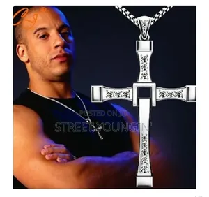 Fast and Furious Cross Pendant Chain Necklace- Silver
