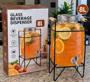 8L Glass Beverage Dispenser With Stand