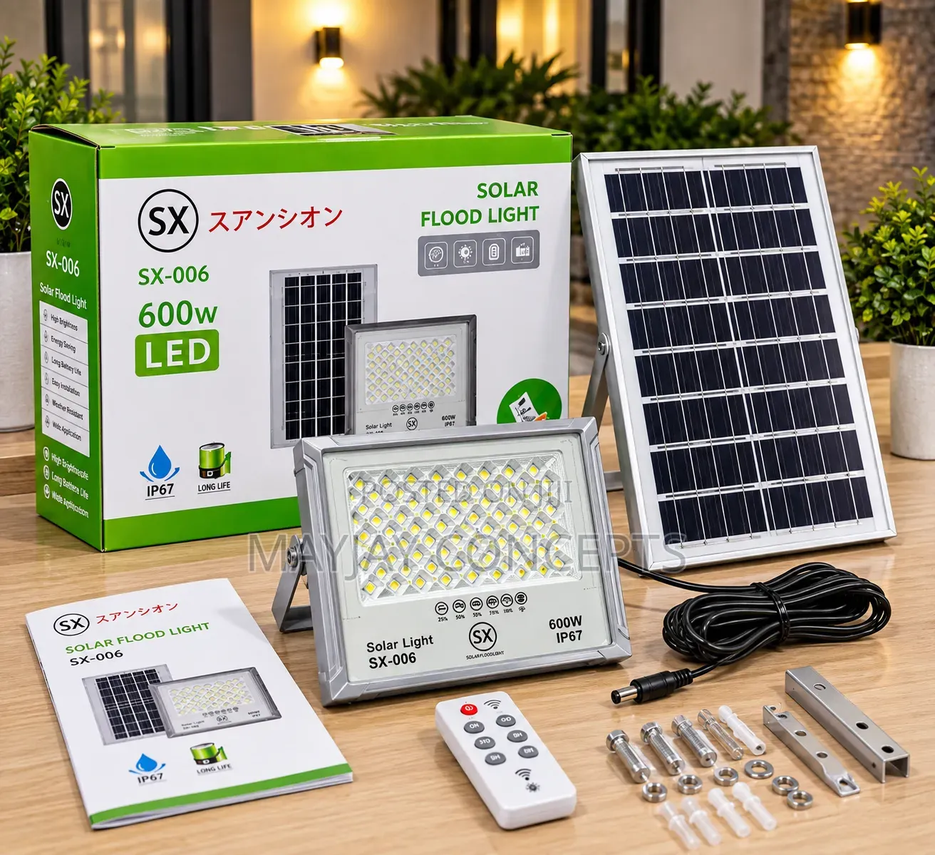 SX-0006 600W Solar Flood Light With Panel for Outdoor Lighting