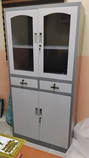 Heavy Duty Steel Office Storage Cabinet With Glass Doors